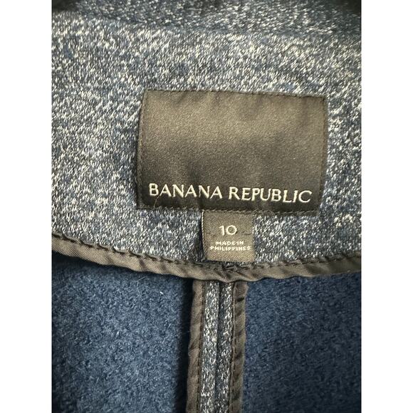 Banana Republic Navy Blue Tweed Blazer Jacket Women’s Sz 10 Pockets Cotton Blend - Picture 2 of 11